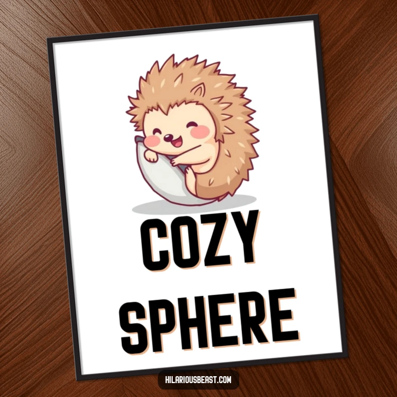 Funny Hedgehog Digital Art Print: Instant download of a cheerful hedgehog rolling in a ball.