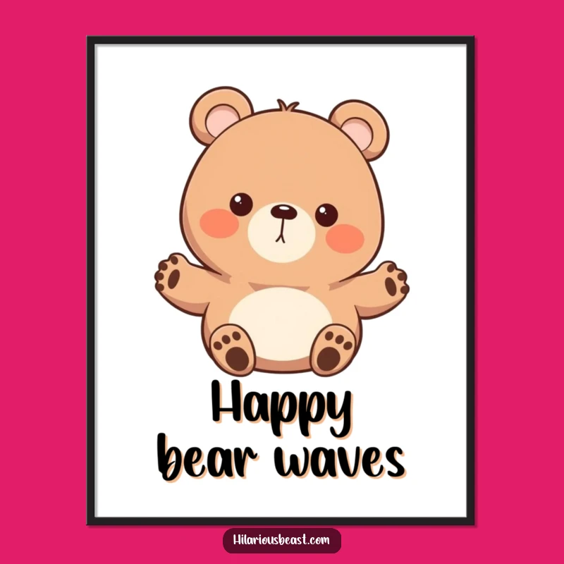 Funny Bear Digital Art: Enthusiastic Waving Download for Friendly Decor