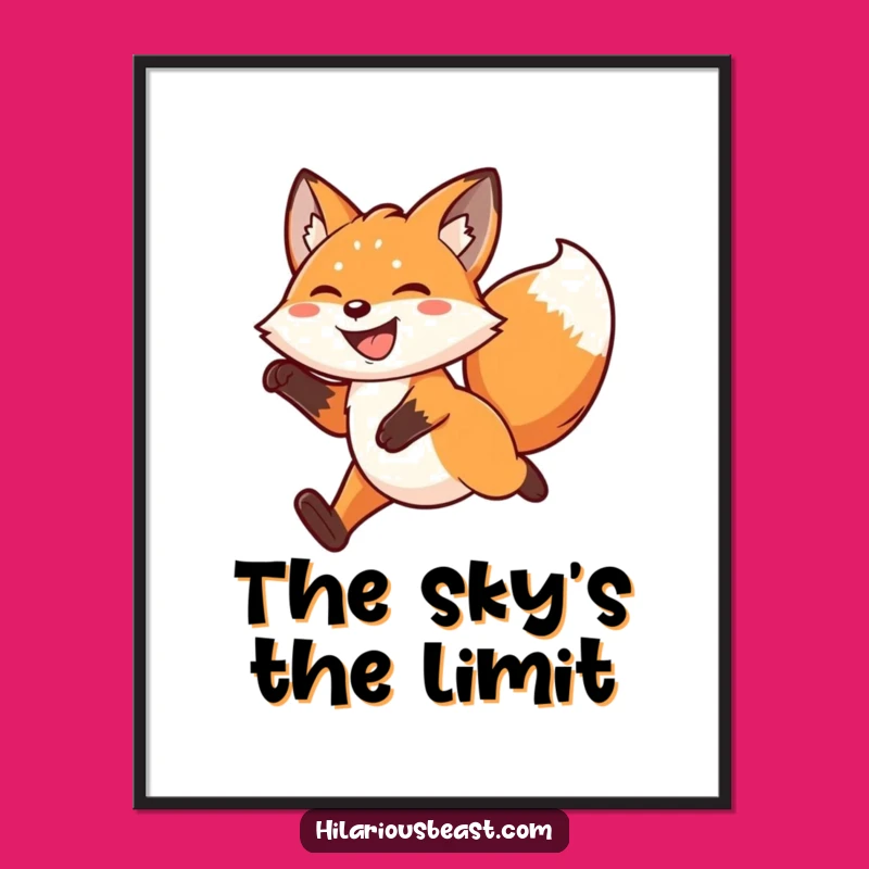Funny Kawaii Fox Leaping Digital Art Print Inject Playful Energy Instantly