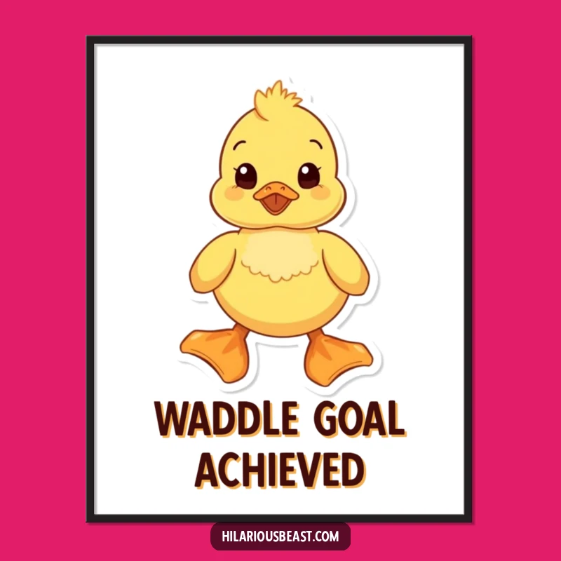 Funny Duckling Digital Art: Printable Waddling Duckling with Giant Feet, Instant Funny Gift