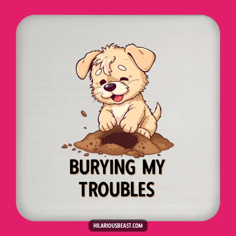 Funny Scruffy Puppy Digging Coaster, Hilarious Protection for Your Surfaces
