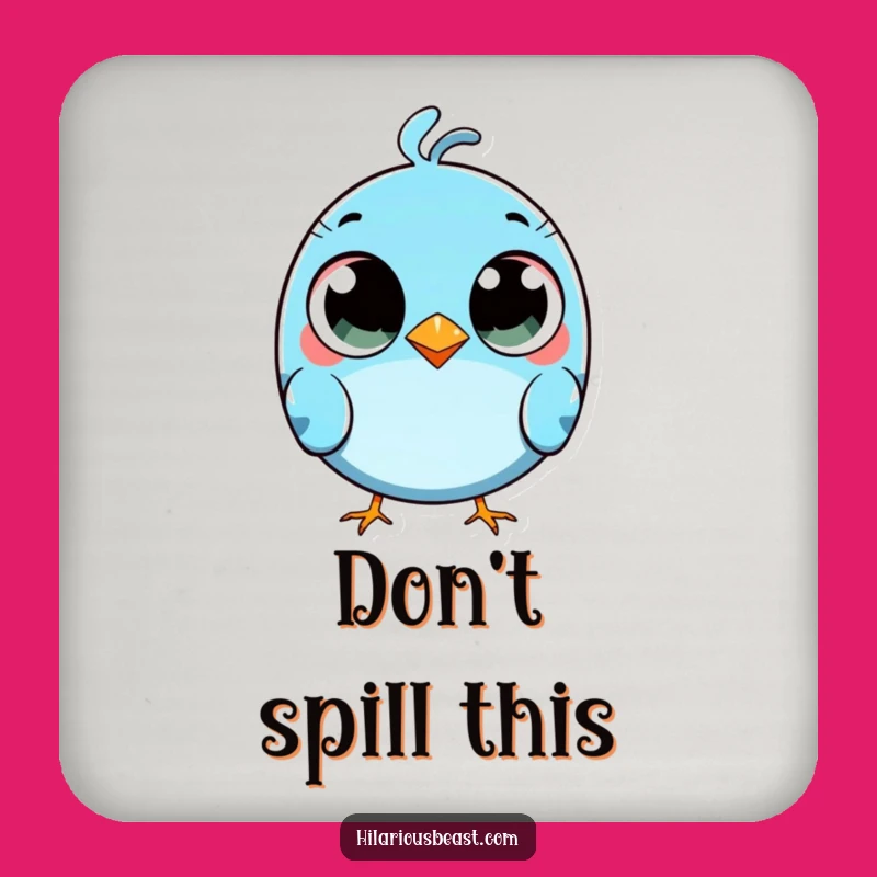 Funny Blue Bird Tripping Coaster: Protect Surfaces with Wide-Eyed Charm