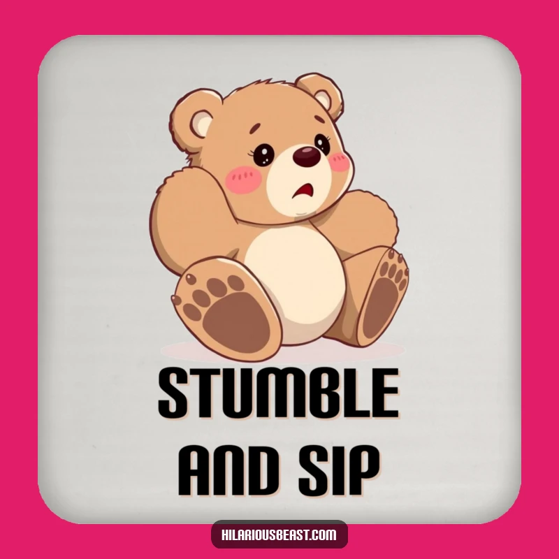 Funny Bear Cub Coaster Set - Protect Surfaces with Clumsy Art