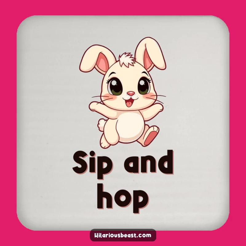 Funny Cartoon Bunny Coaster - Floppy Ears, Hopping with Joy, Protect with Charm!