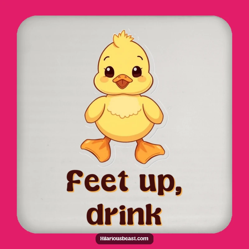 Funny Duckling Coaster Set: Protect Surfaces with Waddling Duckling Art, Funny Gift