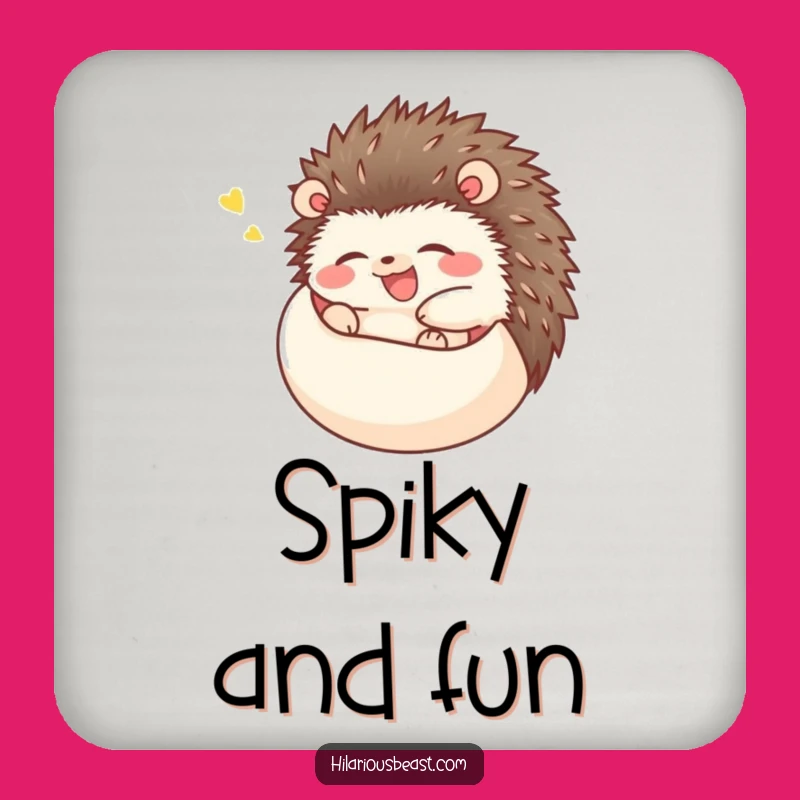 Funny Happy Hedgehog Drink Coasters: Protect Surfaces with Rolling Laughter