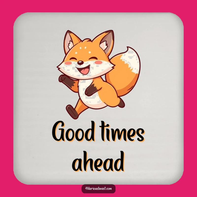 Funny Kawaii Fox Leaping Drink Coaster Add Playful Flair to Your Table
