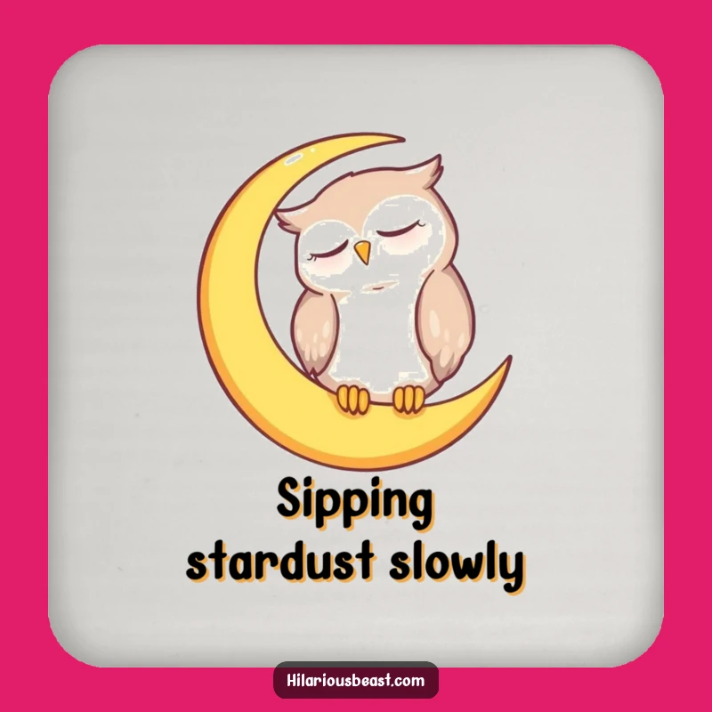 Funny Sleepy Owl Moon Coaster: Protect Surfaces with Nocturnal Charm