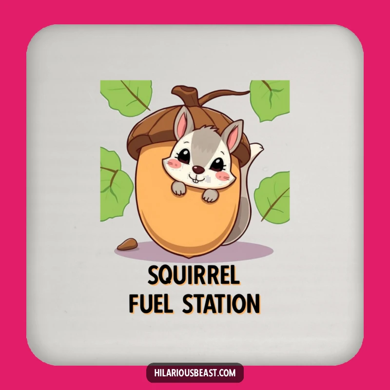 Funny Squirrel Smirk Coaster - Shy Acorn Peeker Table Protector
