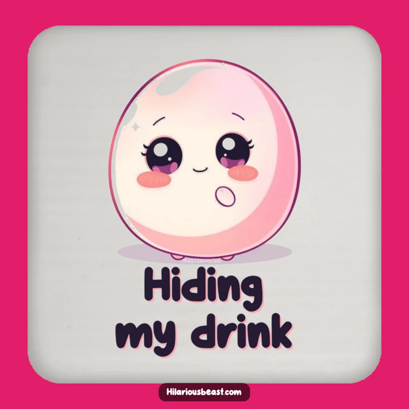 Funny Shy Blob Drink Coaster - Sparkly Eyes Protecting Table from Jellybean Spill