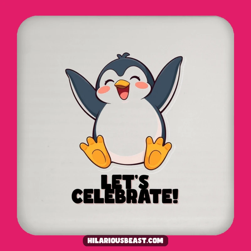 Funny Happy Penguin Coaster - Exaggerated Excitement Drink Art Gift