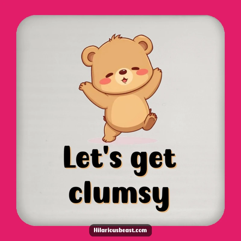 Funny Clumsy Bear Cub Coaster Set, Shaky Dance Table Protection, Humorous Housewarming Gift