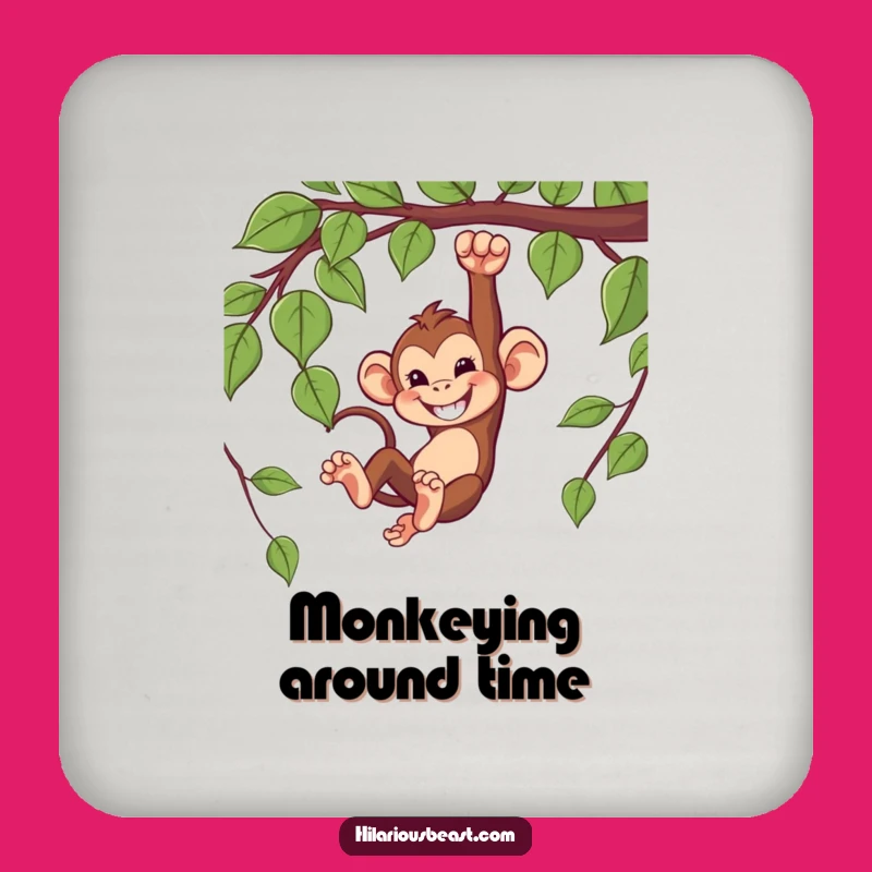 Funny Monkey Grin Coaster - Mischievous Swinger Table Protector