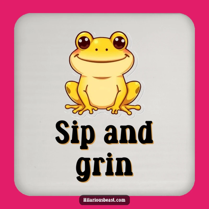Funny Goofy Grin Frog Coaster Set, Cheerful Table Protection, Humorous Housewarming Gift