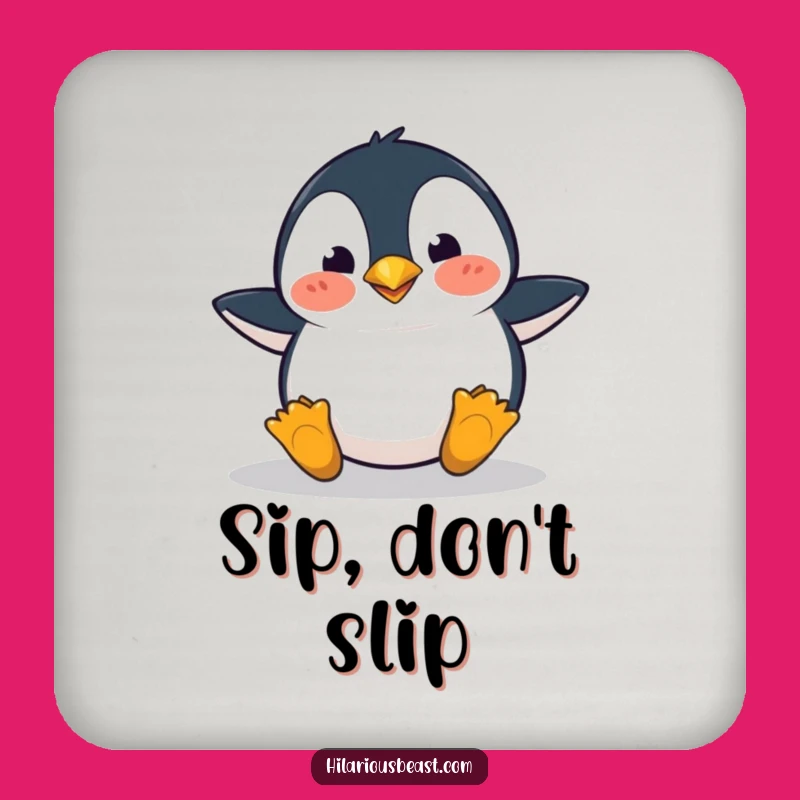 Funny Penguin Drink Coaster - Clumsy Protection, Perfect Housewarming Gift