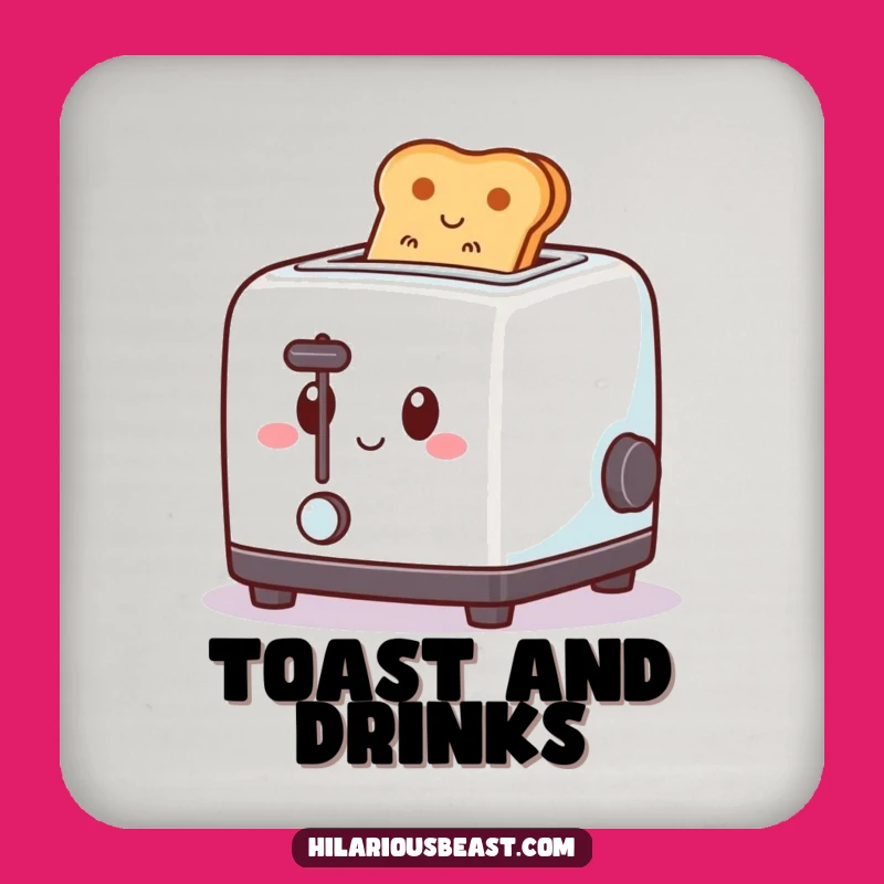 Funny Toaster Drink Coaster - Happy Pop-Up Toast Protection