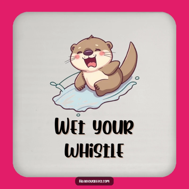Funny Otter Coaster Set: Giggling Slider, Water Splash, Table Protection Playful Gift