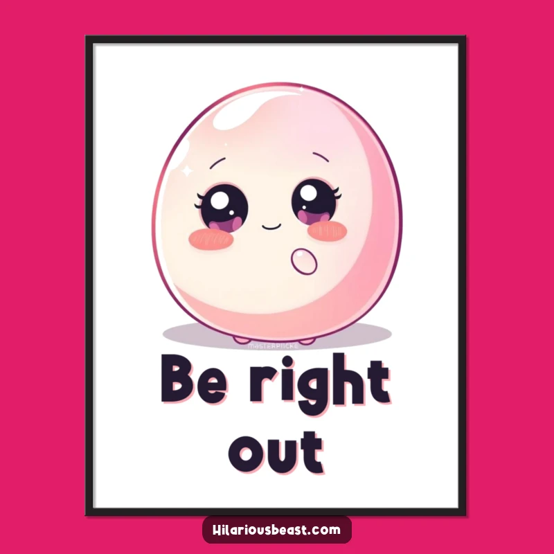 Funny Shy Blob Poster - Sparkly Eyes Hiding Behind Jellybean, Whimsical Wall Art