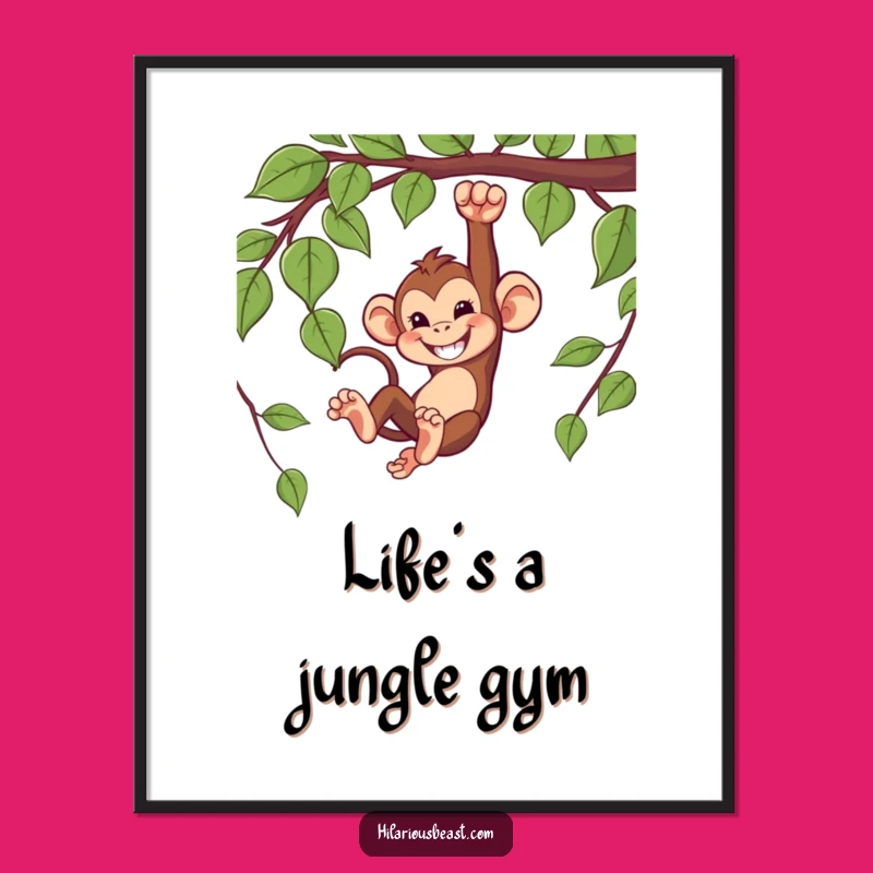 Funny Monkey Grin Poster - Mischievous Swinger Wall Art