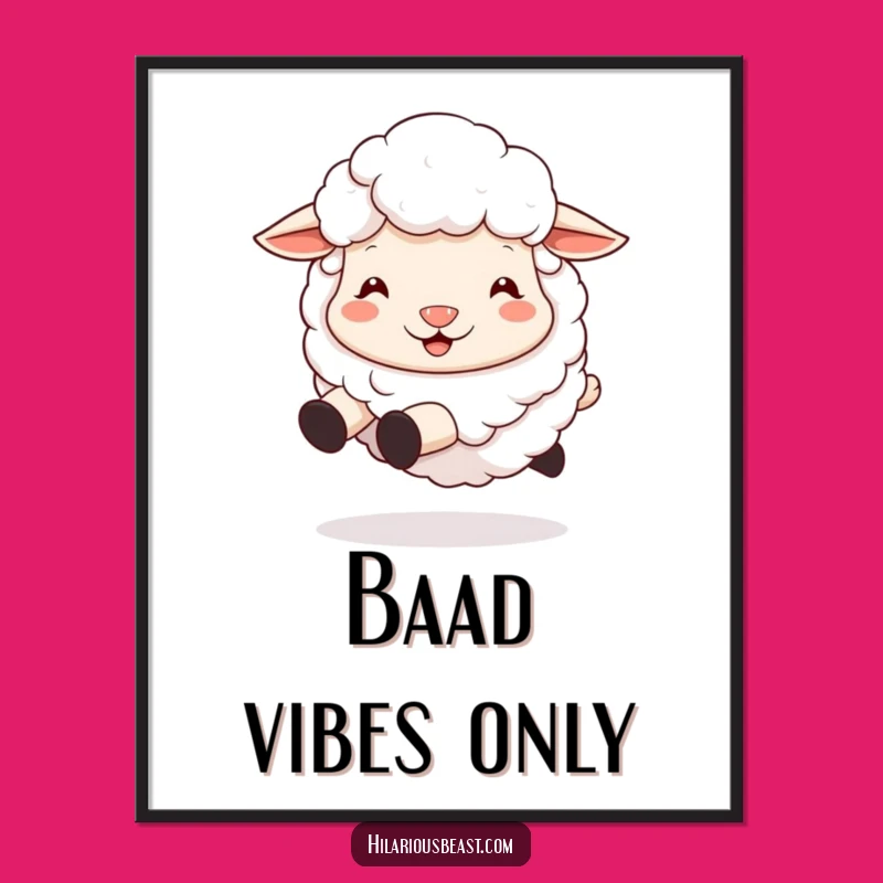 Funny Sheep Poster: Adorn Your Walls with a Fluffy Friend's Bouncing Grin!