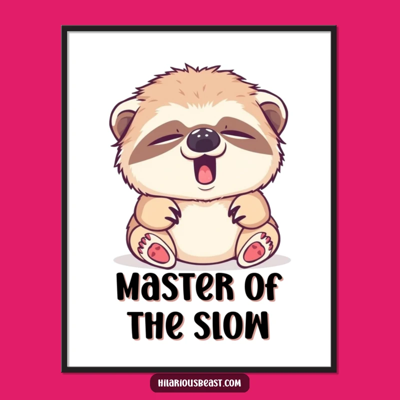 Funny Sleepy Sloth Cub Poster: Tiny Yawn Wall Art, Relaxing Gift