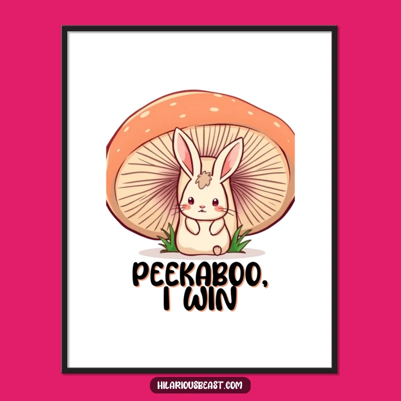 Funny Startled Rabbit Poster - Wobbly Mushroom Wall Art Gift