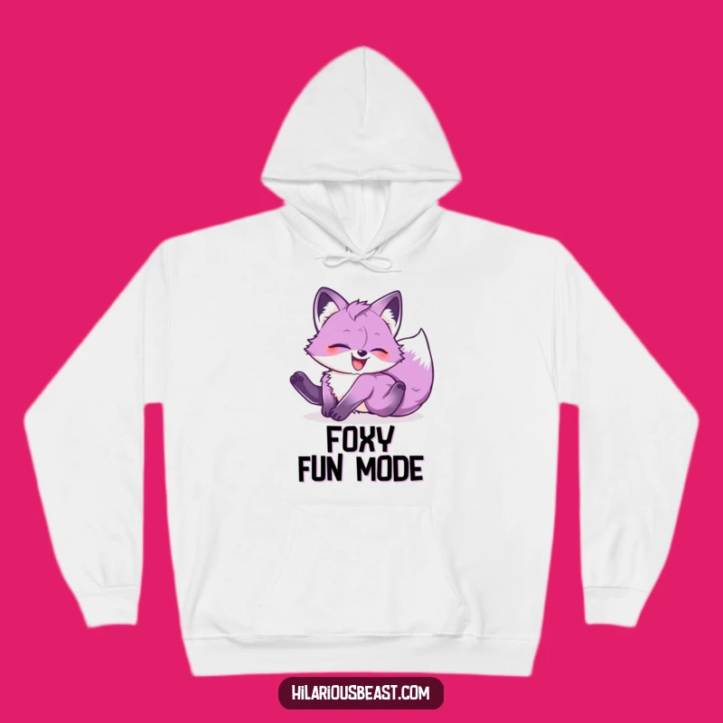 Funny Purple Fox Cub Tumbling Hoodie: Cozy Comfort with Hilarious Glee