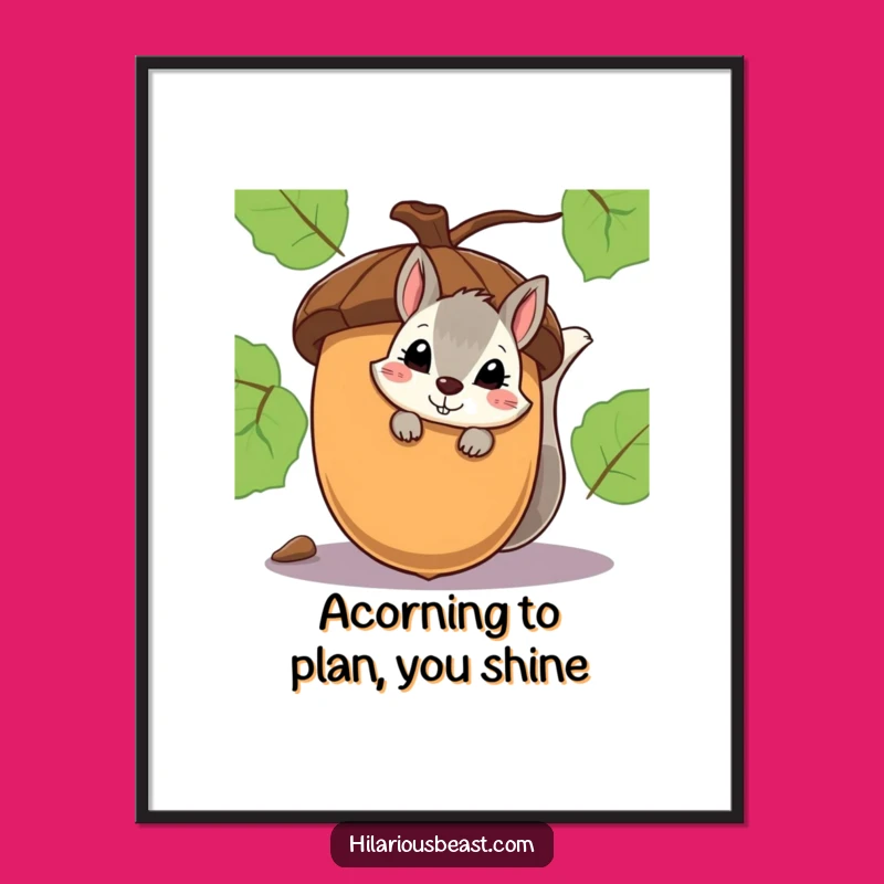 Free Printable Squirrel Smirk Wall Art: Quirky Acorn Downloadable Home Decor