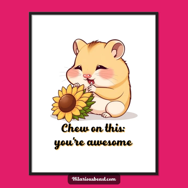 Funny Free Printable Hamster Wall Art: Munching Cub, Cute Downloadable Decor