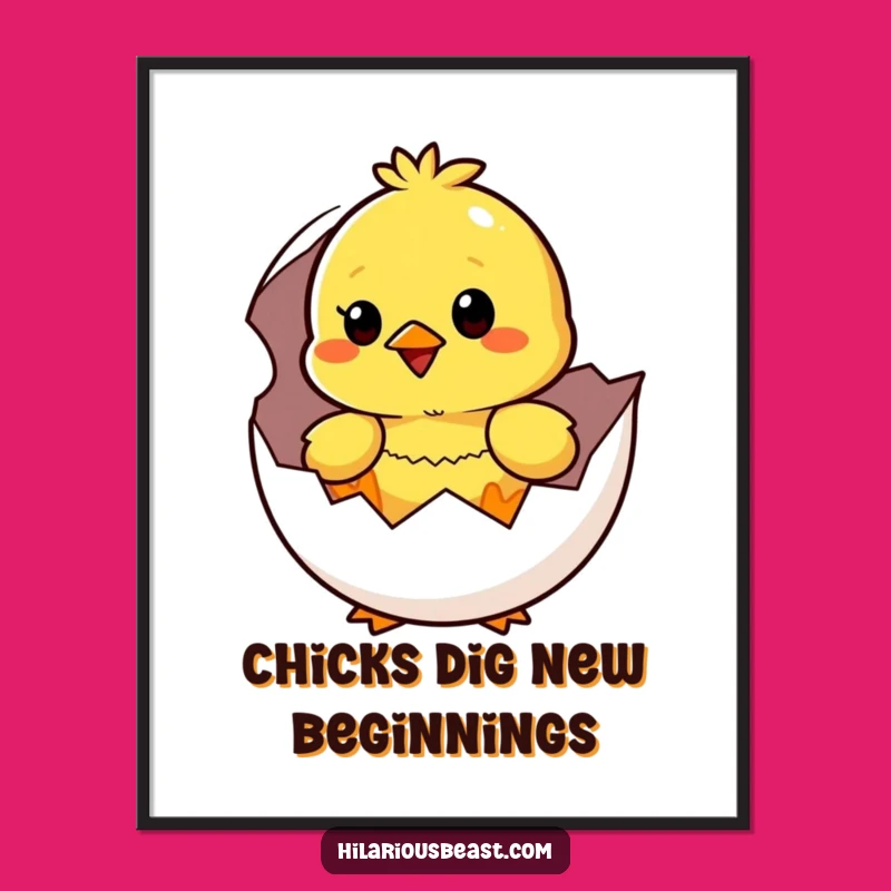 Free Printable Chick Hatching Wall Art: Surprised Happy Downloadable Decor