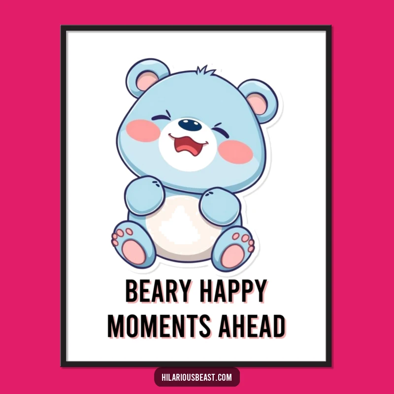 Free Printable Blue Bear Cub Wall Art: Giggling Joyful Downloadable Art for Your Room