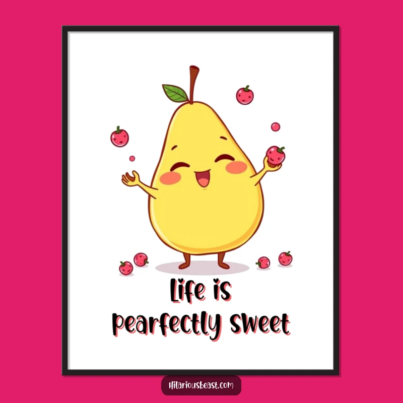 Free Printable Funny Wall Art: Pear Juggler - Quirky Downloadable Decor!