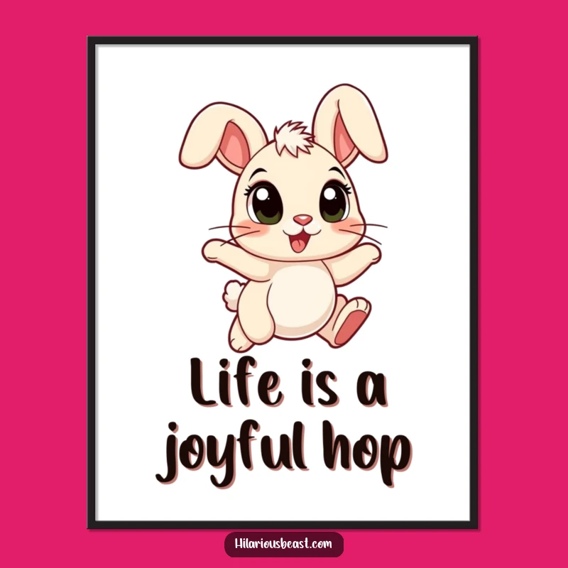 Free Printable Joyful Bunny Wall Art - Hopping Bunny Floppy Ears Art for a Playful Room