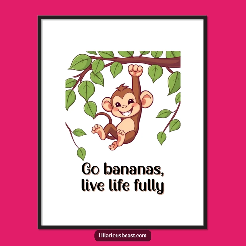 Free Printable Monkey Swing Wall Art: Mischievous Grin Downloadable Jungle Decor