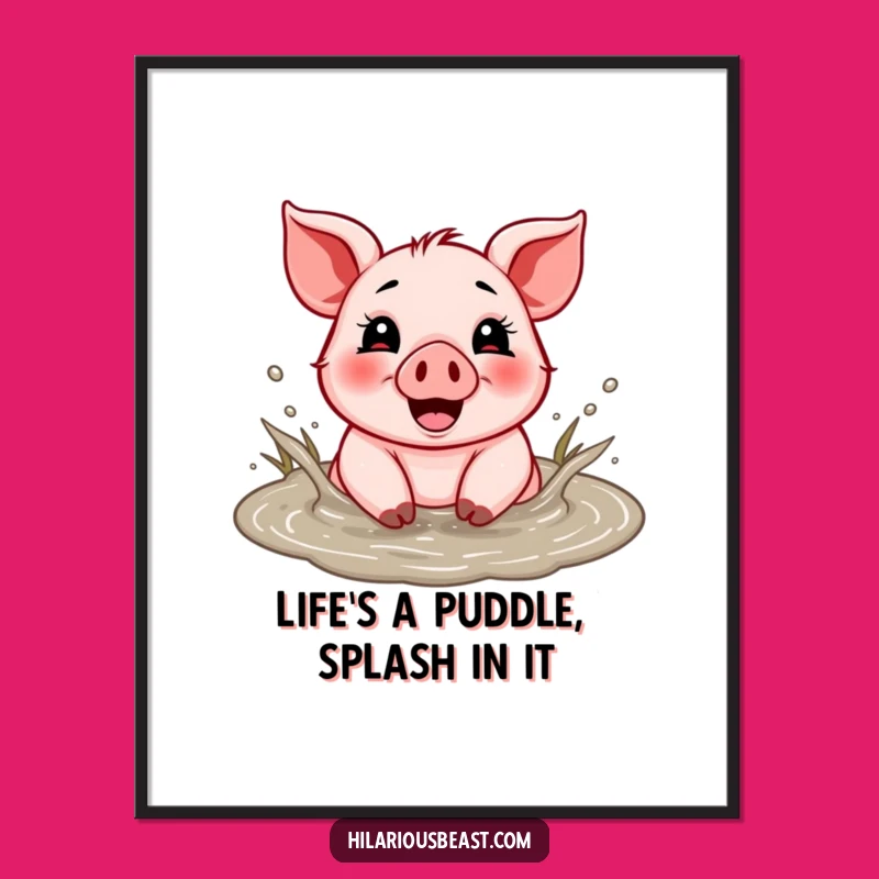 Free Printable Piglet Mud Splash Wall Art: Cheerful Downloadable Farmhouse Decor