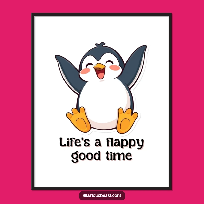 Free Printable Wall Art: Happy Penguin Excitement Downloadable Art