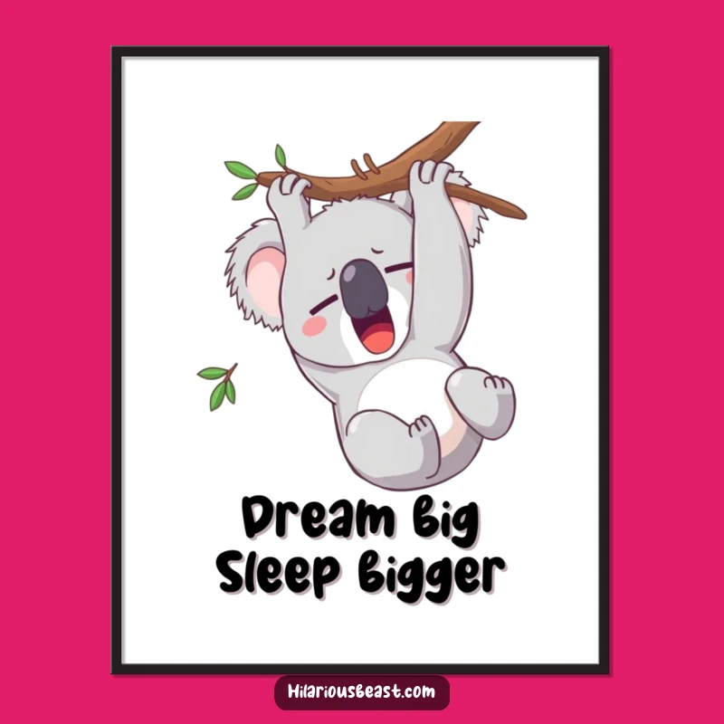 Free Printable Wall Art: Sleepy Koala Yawn Funny Downloadable Decor for Cozy Spaces