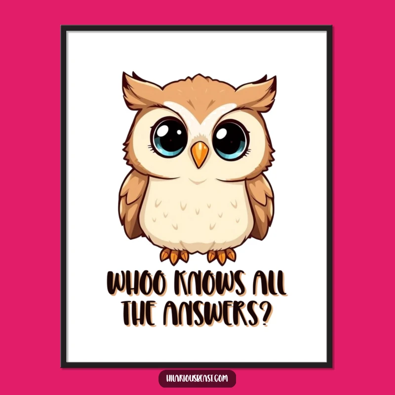 Funny Free Printable Wall Art: Curious Owl's Gaze, Humorous Downloadable Decor