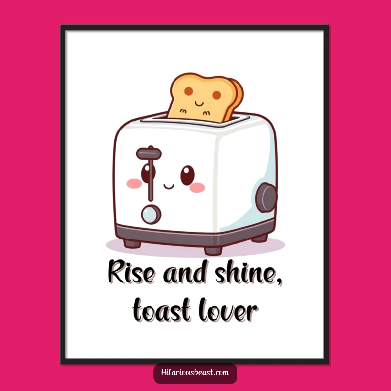 Funny Free Printable Wall Art: Happy Toaster Popping Toast, Quirky Downloadable Decor