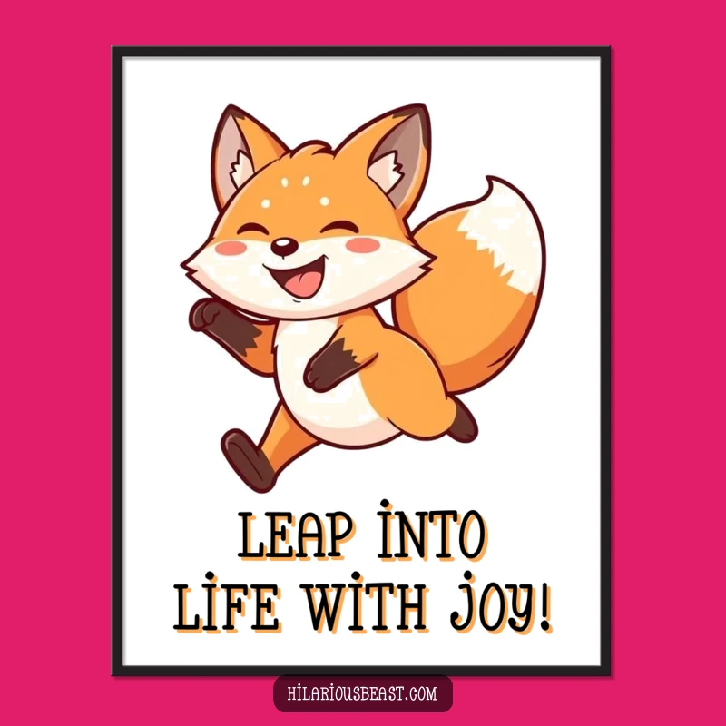 Funny Free Printable Wall Art: Leaping Fox's Joy - Downloadable Whimsical Decor