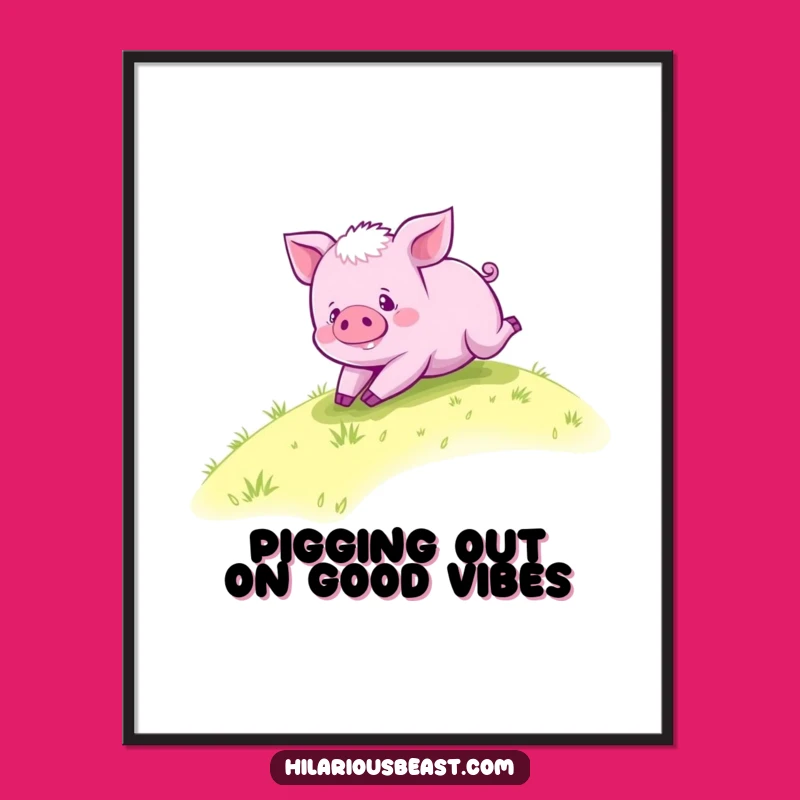 Funny Free Printable Wall Art: Rolling Piglet, Whimsical Downloadable Decor