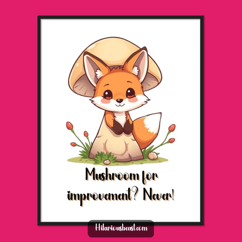 Free Printable Fox Art: Mischievous Cub's Peek - Funny Downloadable Wall Decor Gift