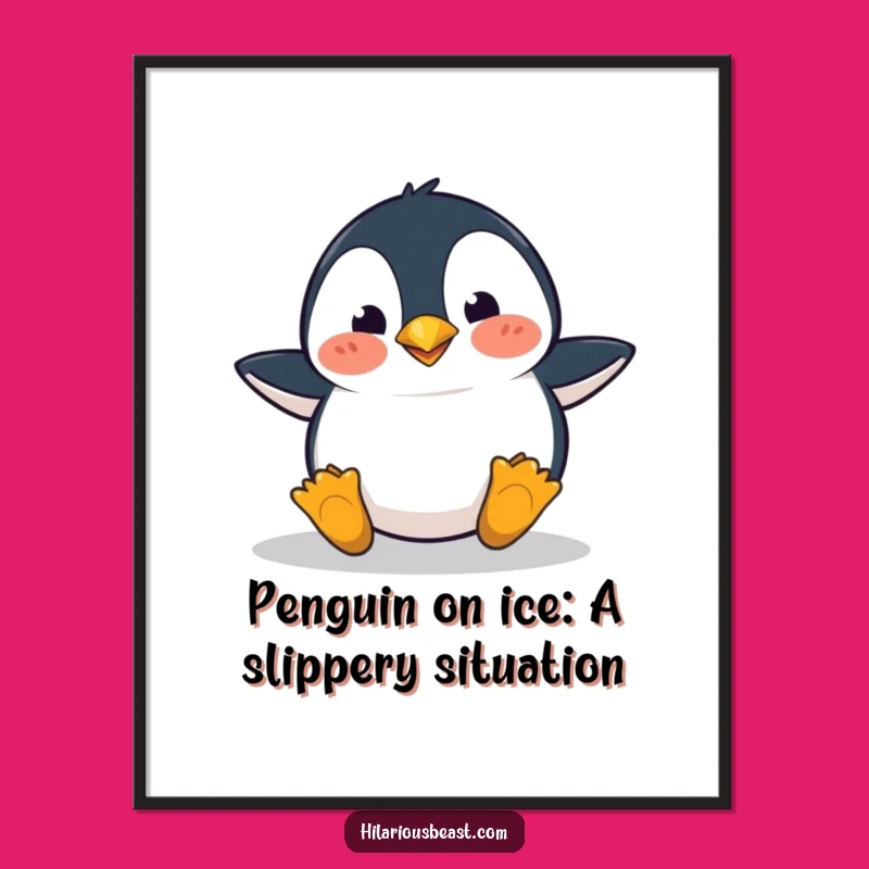 Free Printable Penguin Wall Art: Clumsy Trip Funny Downloadable Decor for Playrooms