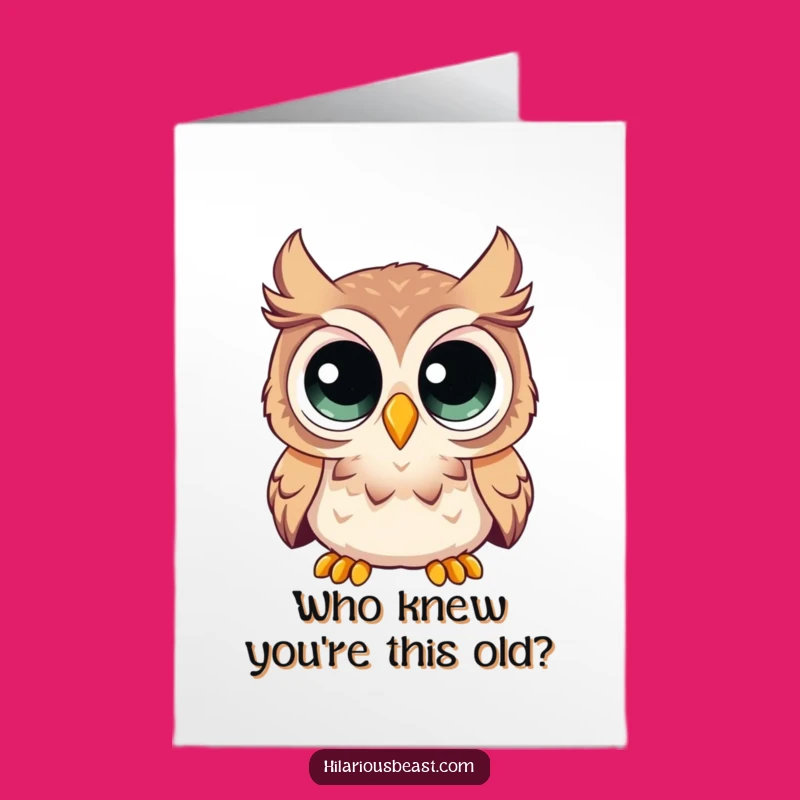 Free Printable Birthday Card: Surprised Owl Big Eyes Downloadable Gift