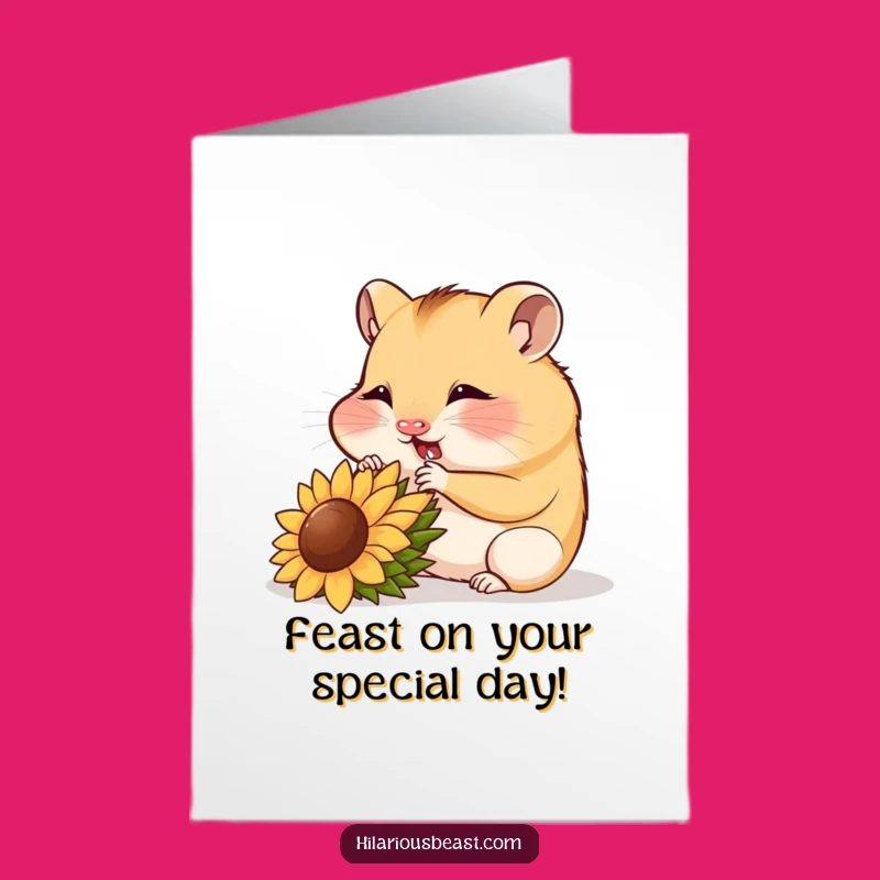 Free Printable Funny Hamster Birthday Card: Munching Cub, Delicious Downloadable Gift