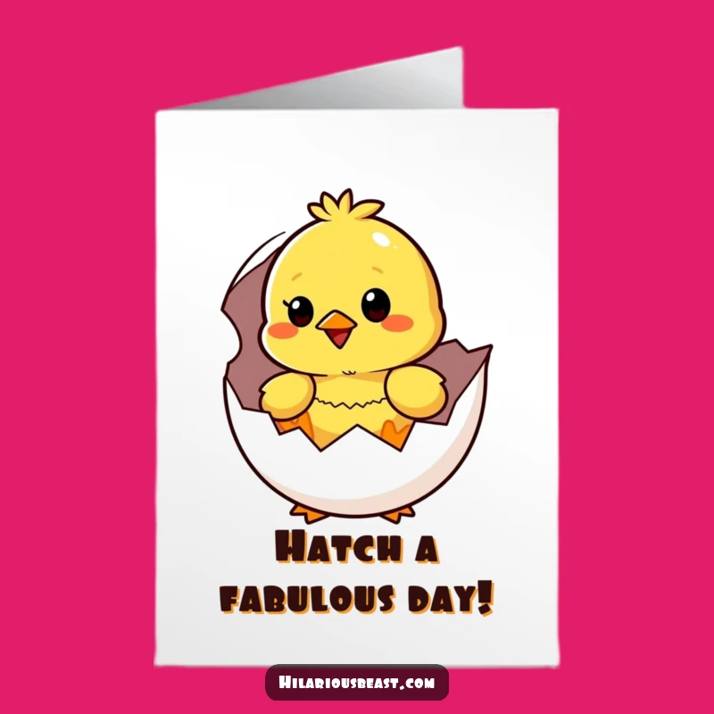 Free Printable Chick Birthday Card: Surprised Joyful Hatchling Downloadable for Fun
