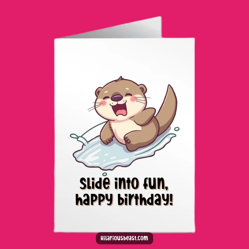 Free Printable Giggling Otter Birthday Card: Slippery Fun Downloadable Gift for a Joyful Birthday