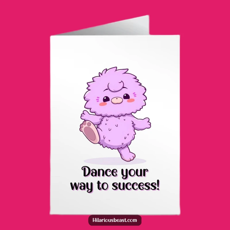 Free Printable Congrats Card: Dancing Purple Creature, Funny Celebration Downloadable Gift