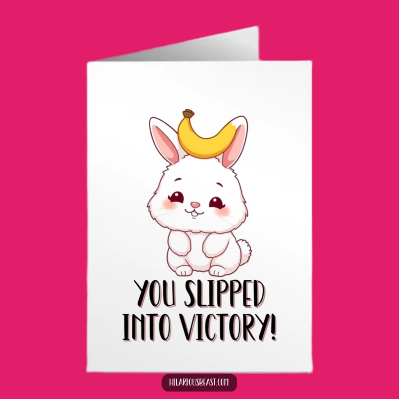 Free Printable Bunny Banana Congrats Card: Funny Wiggle Downloadable Surprise