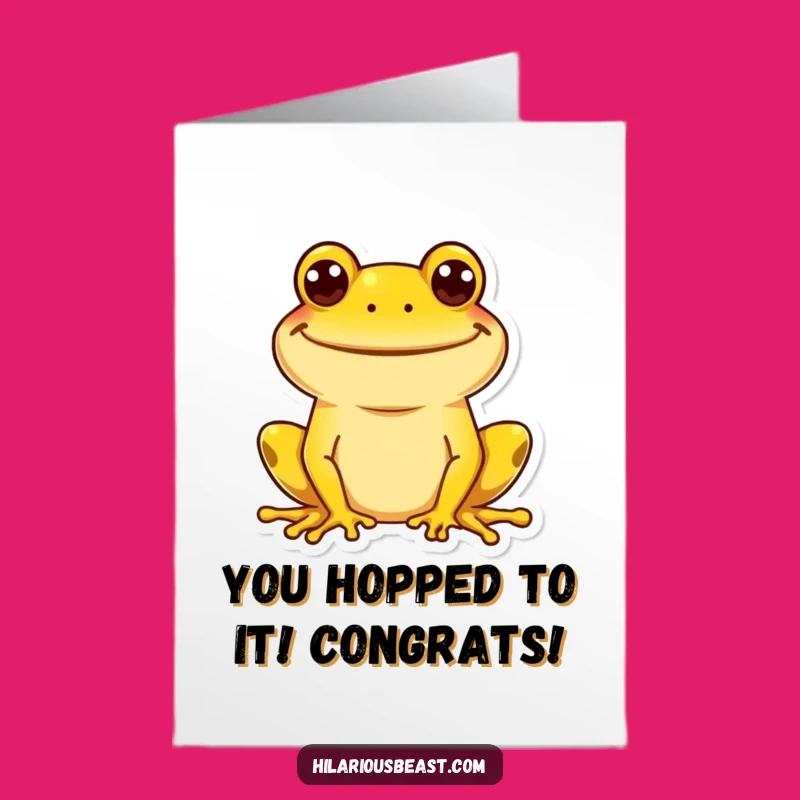 Free Printable Congratulations Card: Goofy Frog Grin Funny Downloadable Gift
